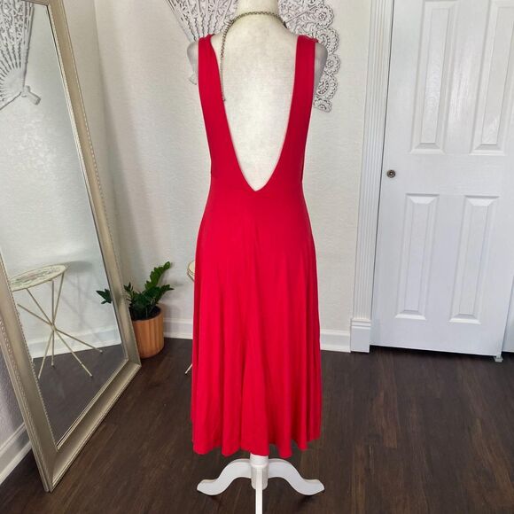 Lulus Vintage 2000's Made in USA Red Sexy Vampy Open Low Back Midi Dress M - Picture 5 of 8